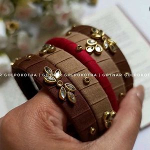 Beige Kundan Work Bangles ❤️🤎