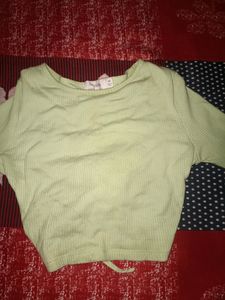 Green Backless Full Sleeves Crop Top