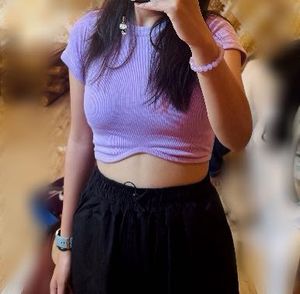 Lavender Ribbed Crop Top