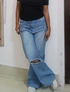 Ripped Wide Leg Jeans