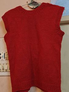 Home Knit Half Sweater Red