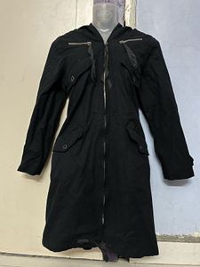 Black Hooded Trench Coat