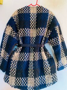 Plaid Wool Blend Coat