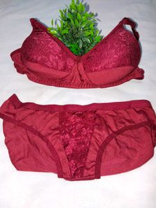 Maroon Bra &amp; Panty Set
