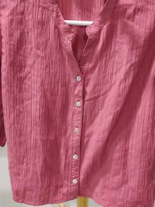 Pale Red Button-Down Crop Shirt