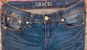 Floral Embroidery Blue Jeans For Women