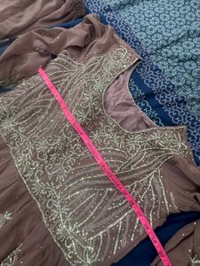 Lavender Nairacut Ston Work Kurta Set