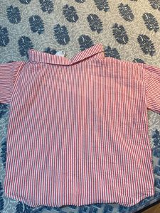 One Sided Up shoulder Striped Shirt