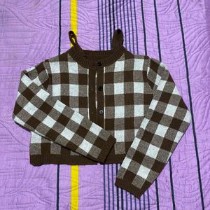 Checkered two piece Knit Cardigan