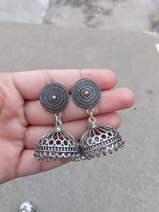 Silver Jhumka Earrings