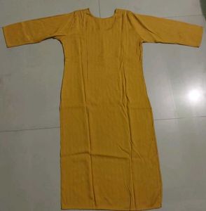 New Like Mustard Kurti with Button Detail