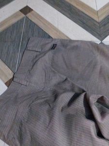 Brown Striped Casual Pants