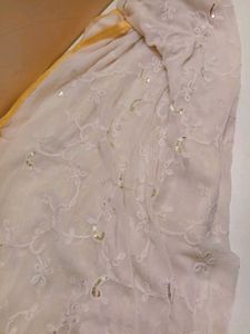 Elegant Off-White Chiffon Dupatta with Intricate
