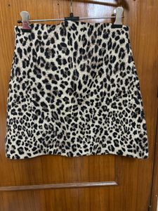 Mango Leopard Print Mini Skirt