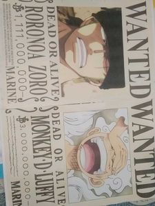 Luffy And Zoro Wanted A4 Poster