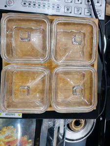 Square Glass Containers with Wood Tray