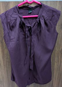 Formal Purple Semi Sleeves Top