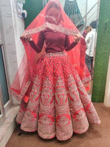 Stunning Red Embroidered Lehenga
