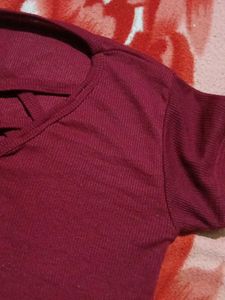 Maroon Crisscross Top