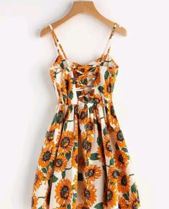 Edgydeal women yellow sunflower cammie dress