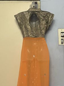 Pintrest Elegant Orange &amp; Silver Maxi Dress