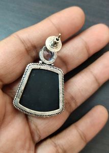 Silver Replica Big Ear Studs (Black)