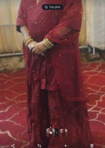 Party wear Maroon Gown With Dupatta