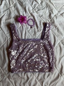 y2k Sparkly Purple Crop Top