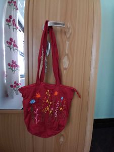 Red Floral Handbag
