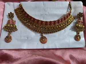 Peach Necklace Set with earrings