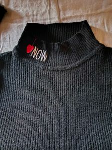 Black High Neck T-shirt Small Size