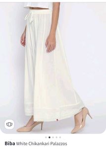 Biba Chikankari Pallazo - White Cotton