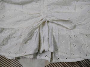 White Eyelet Puff Sleeve Top Chikankari