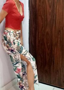 Side Slit Flated Tropical Pant