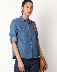 Denim Button-Up Top