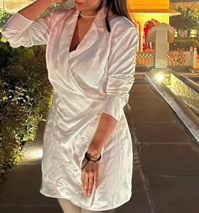 ZARA White Satin Blazer Dress – Size S