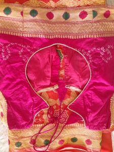 Red &amp; Pink Bandhini Printed Saree Fix Price