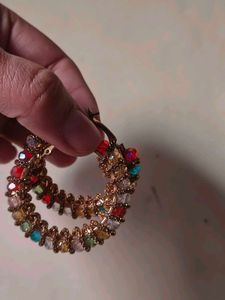 Colorful Beaded Hoop Earrings