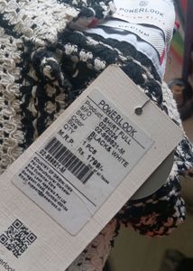 Black and White Crochet Knit Striped Full Sleeves