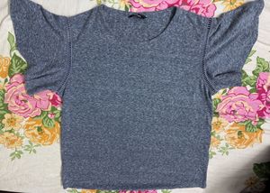Gray Flutter Sleeve Top