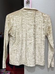 Traffic Beige Velvet Button-Down