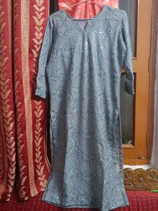 Chikenkari Sequence Work Georgette Kurti