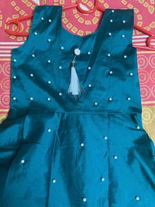 Girls Gown | Green Dress with Pearls