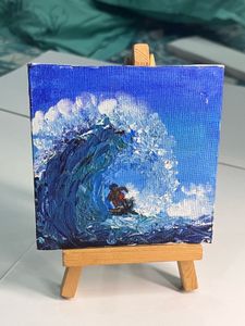 surfing texture painting with easel