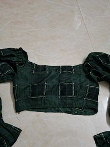 Green Plaid Crop Top