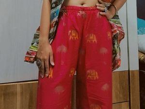 Pink Elephant Print Palazzo Pants