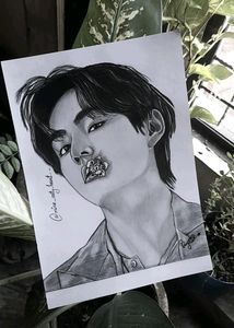 Handmade Realstic Sketch Of BTS V Or Kim Taehyung