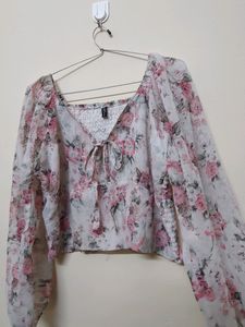 Floral Sheer Tie-Front Top