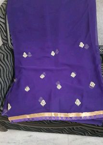 Purple Embroidered Saree