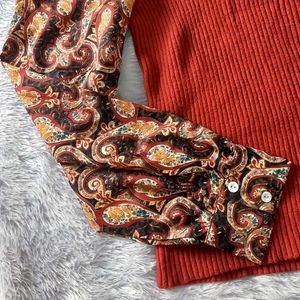 Chic Knit Top Paisley Sleeves